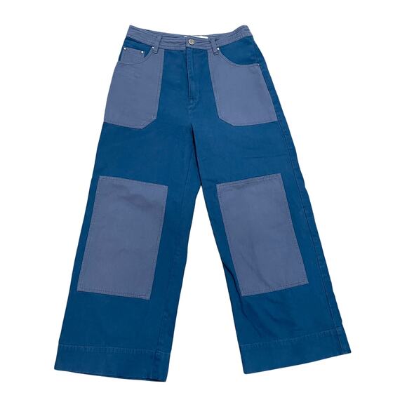 L.F. Markey Wilder Trouser Utility Workwear Wide Straight Leg Blue Gray Womens 8 - Picture 1 of 6